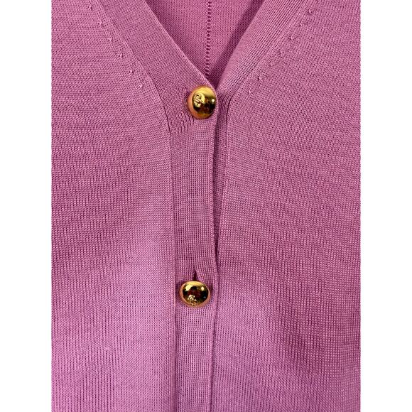 St John Womens Wool Silk Cardigan Sweater Long Sleeve Sz S Gold Buttons Lavender - Picture 5 of 12